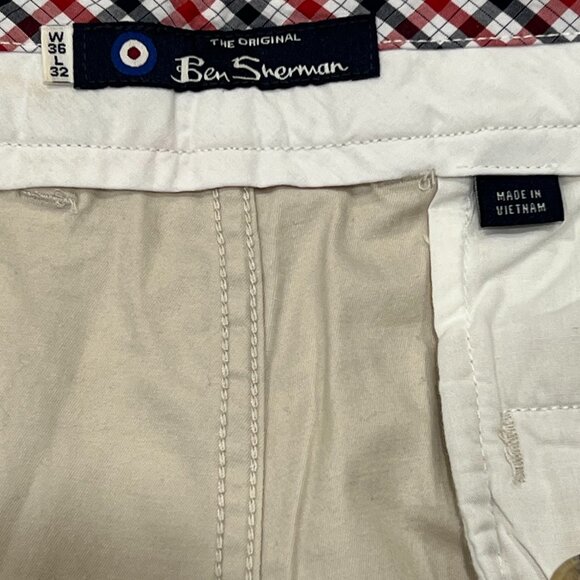 Ben Sherman Men's Slim Fit Stretch Chino Pants, Cotton, Putty, 36x32 - Picture 7 of 12